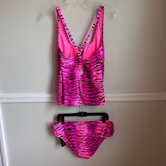 California Waves Animal Print Tankini Swimsuit V-Wire Padded Strappy NWT - Picture 15 of 17